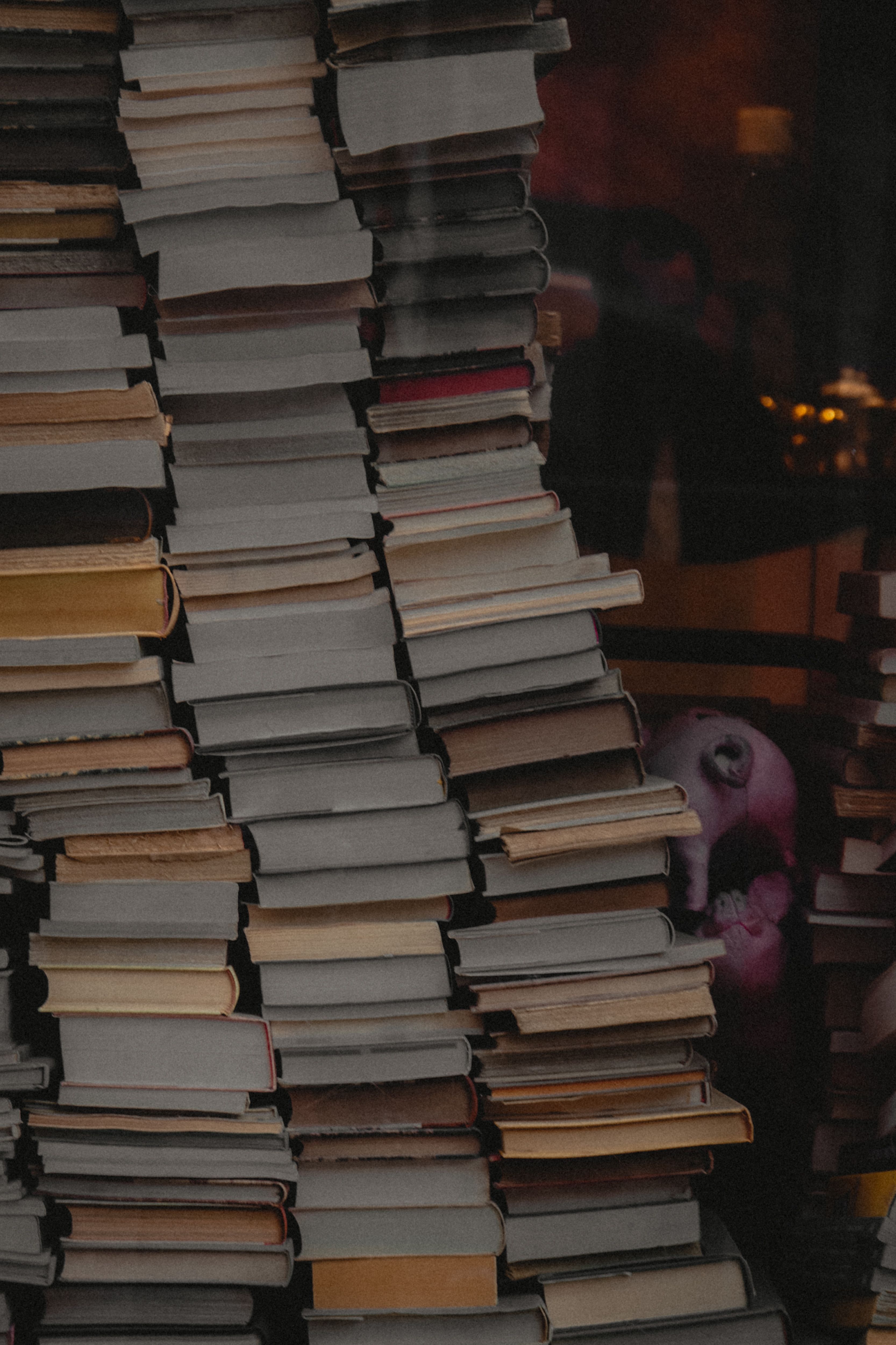 Historic books arranged in a library